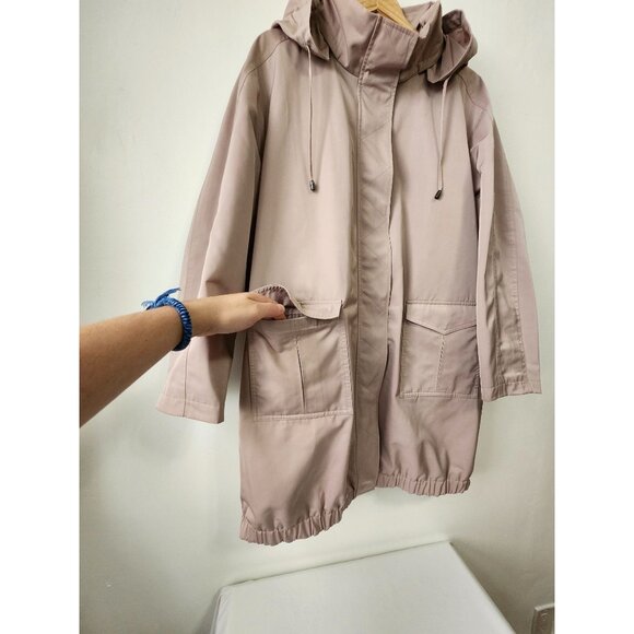 Windsmoor Beige Hooded Midi Length Fall Coat Timeless Fashion Large Pockets NWOT - Picture 8 of 16